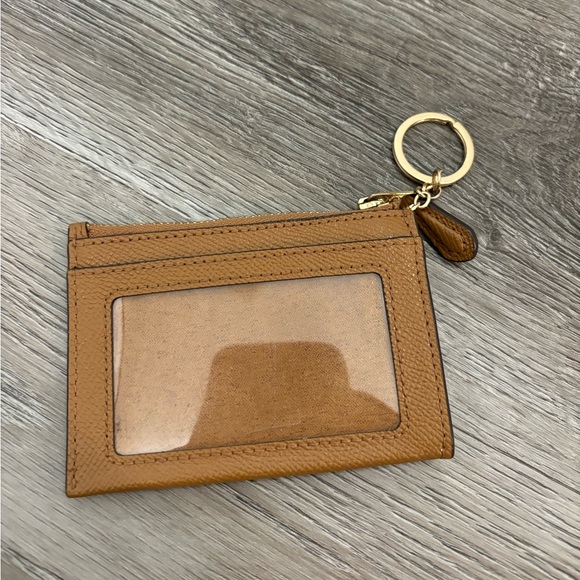 COACH card case wallet - COACH ID case mini brown tan - COACH tan wallet gold - Picture 4 of 4